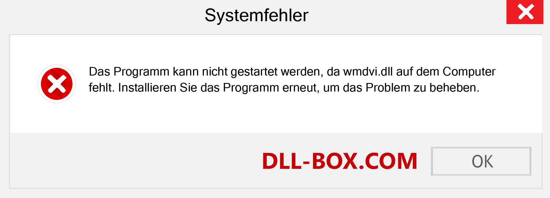 wmdvi.dll-Datei fehlt?. Download für Windows 7, 8, 10 - Fix wmdvi dll Missing Error unter Windows, Fotos, Bildern